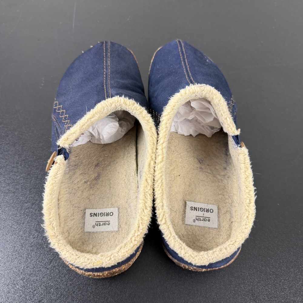 Earth Origins Aurora Johanna Clogs Women's 8W Navy Faux Fur Lined Slip On Casual - Picture 2 of 15